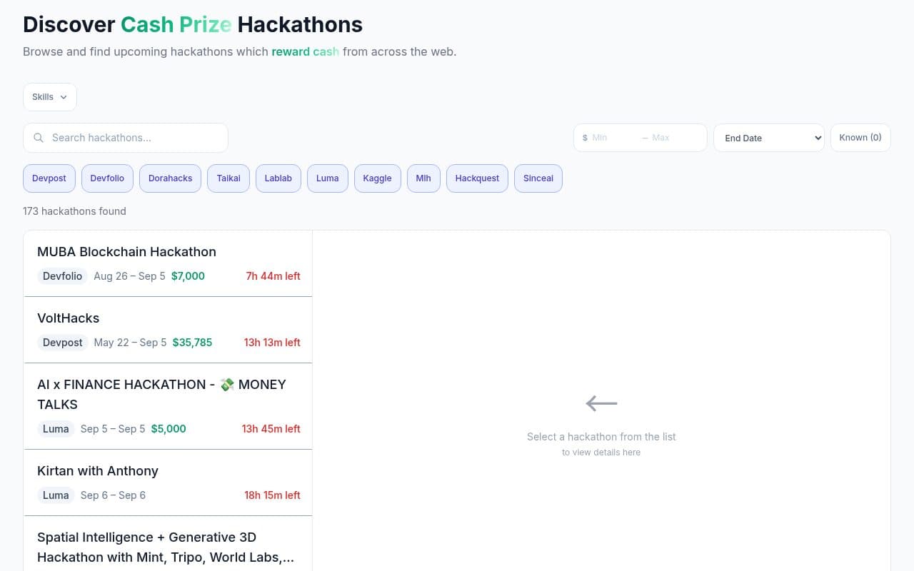 HackRadar homepage screenshot